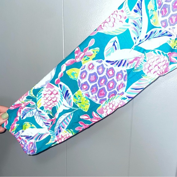 Lilly Pulitzer Off the Shoulder Lana Skort Romper Maldives Green Turtle Wave XXS - Picture 3 of 8